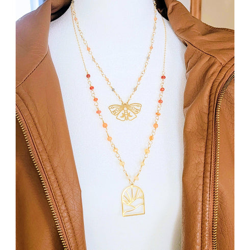 Gold Moonstone Lotus Necklace